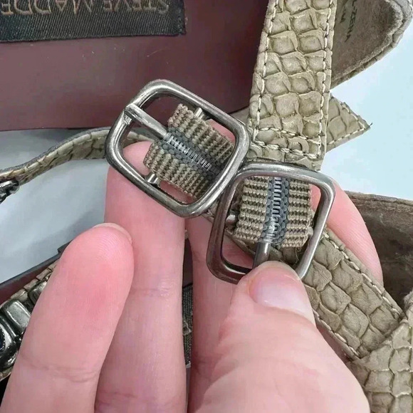 Steve Madden luxe L-Zena sandals size 8 tan faux leather gladiator festival boho - Picture 13 of 14